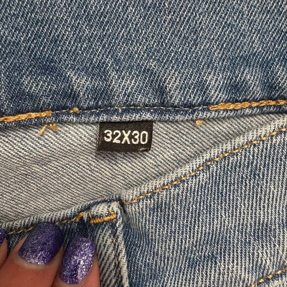 Mens Povrich Patchwork Distressed Skinny Jeans W/Plaid & Leopard Details Size 32 - Picture 4 of 11